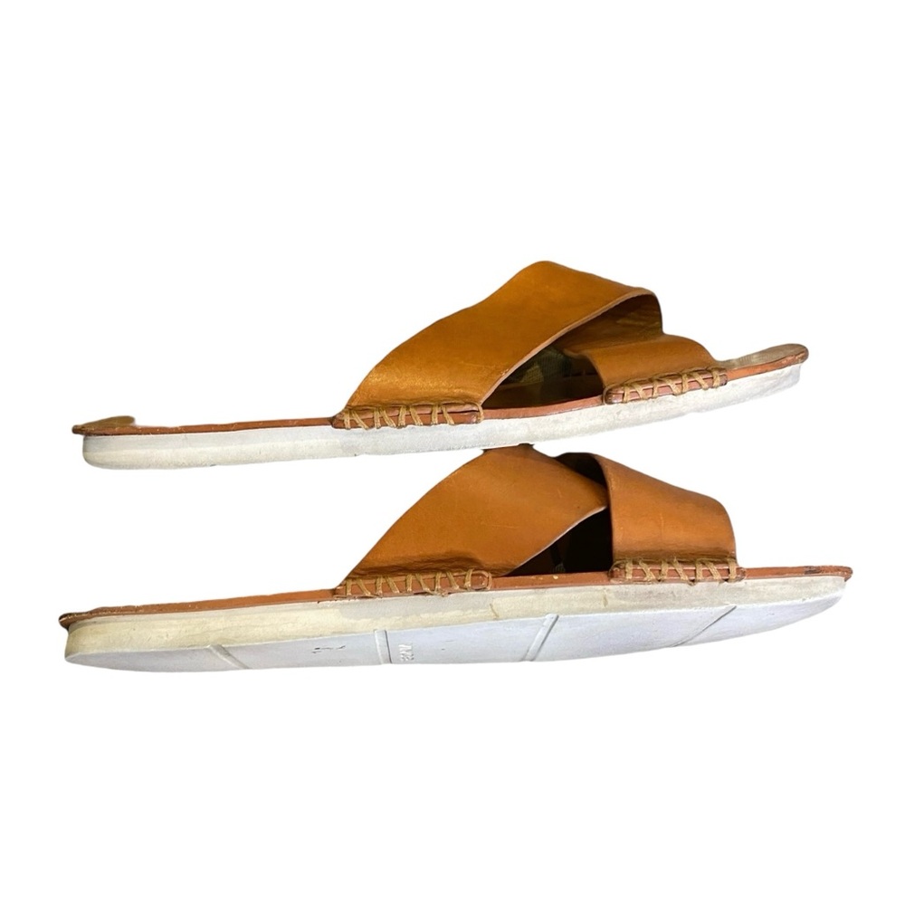 Vince Nico Leather Cross Strap Slide Flat Sandals, Size 11 - Picture 4 of 8